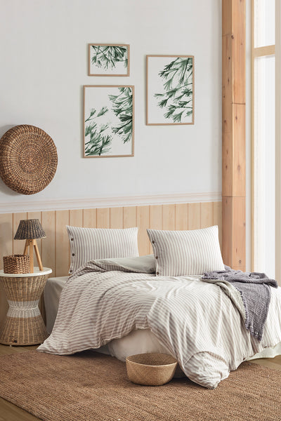 Berolige Easy Boho Kahve Çift Kişilik Yıkamalı İplik Boya Nevresim Takımı