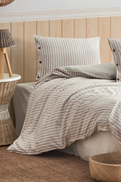 Berolige Easy Boho Kahve Tek Kişilik Yıkamalı İplik Boya Nevresim Takımı